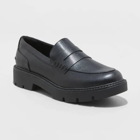 New A New Day Britney Chunky Loafers in Black - Picture 2 of 8